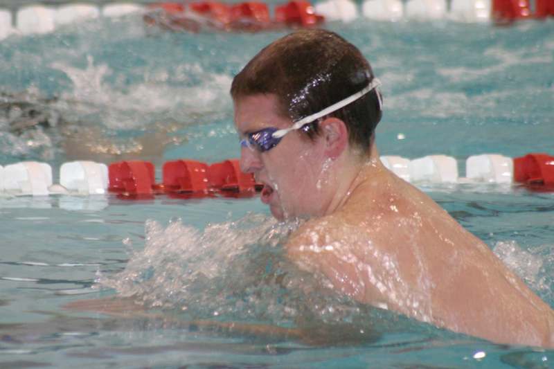 a man swimming in a pool