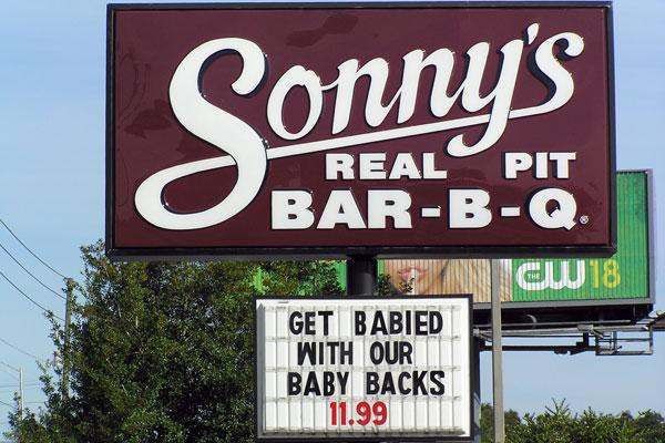 a sign for a bar-b-q