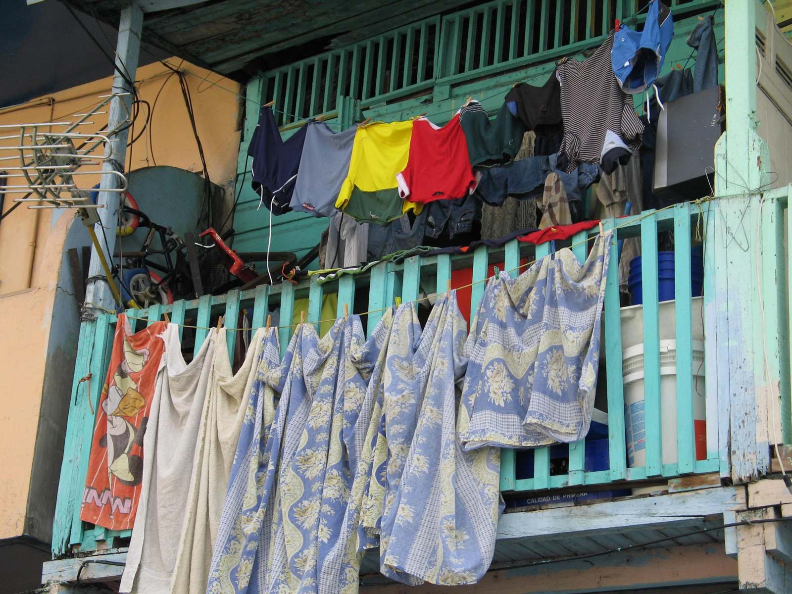 clothes on a balcony