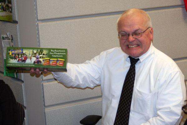 a man holding a box