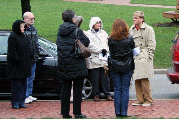 a group of people standing outside