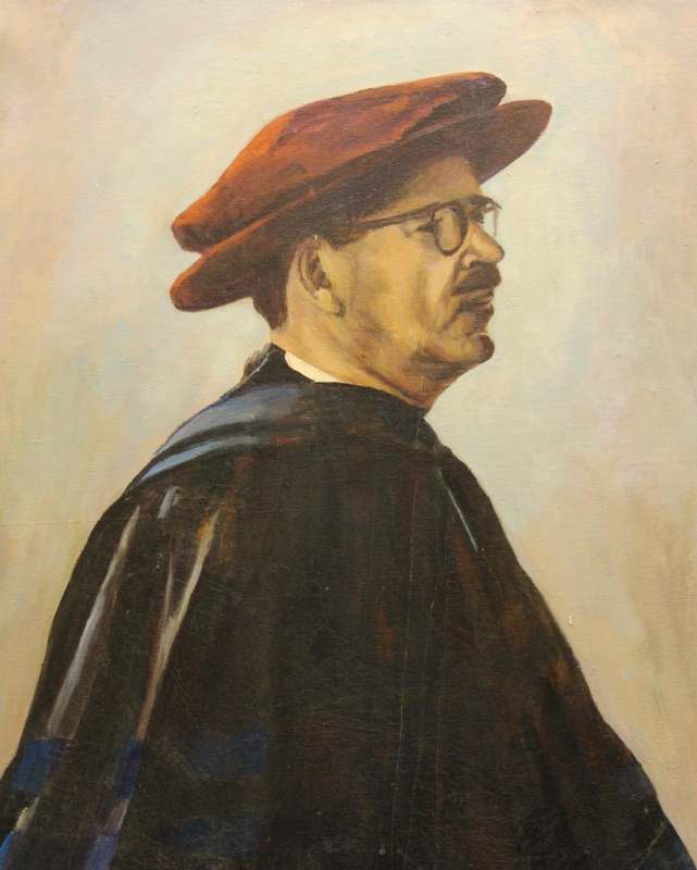 a painting of a man wearing a hat
