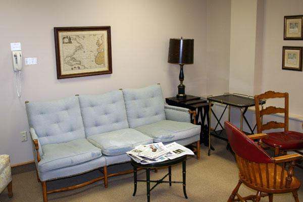 a room with a couch and table