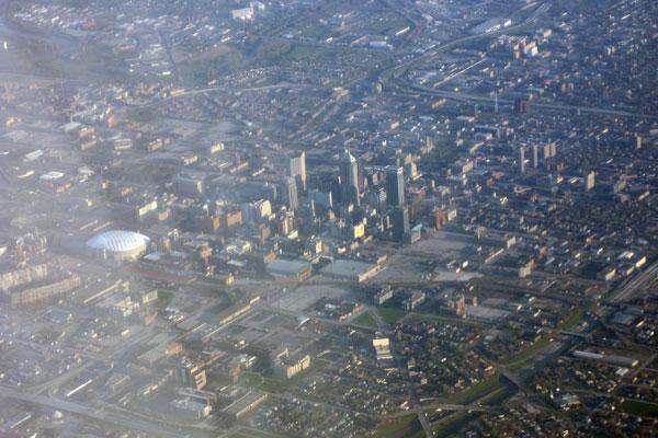 an aerial view of a city