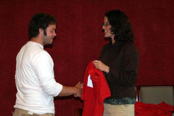 a man and woman shaking hands
