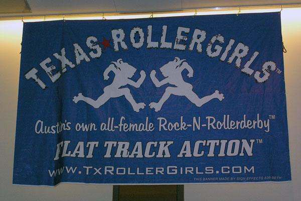 a blue banner with white text
