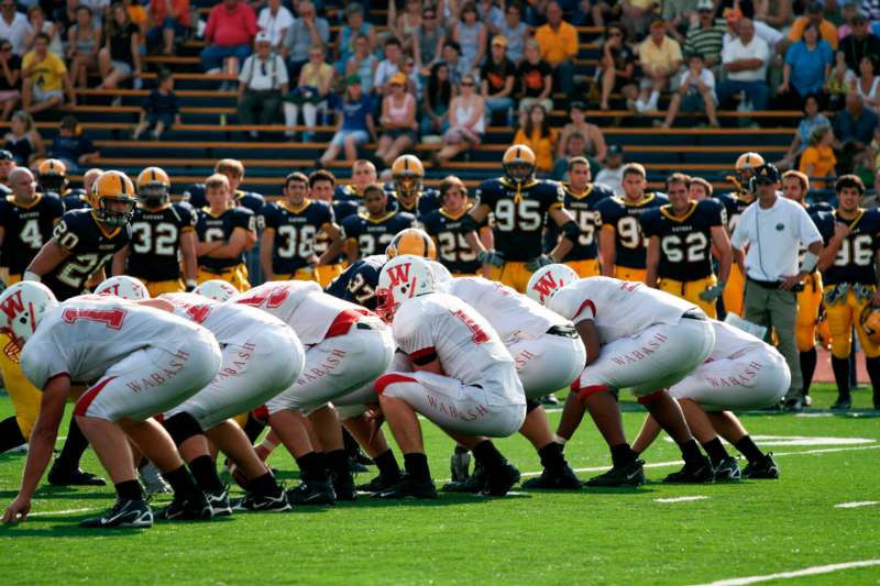a football players lined up on a field