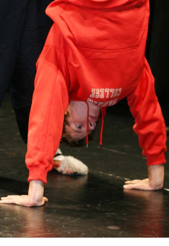 a person doing a handstand