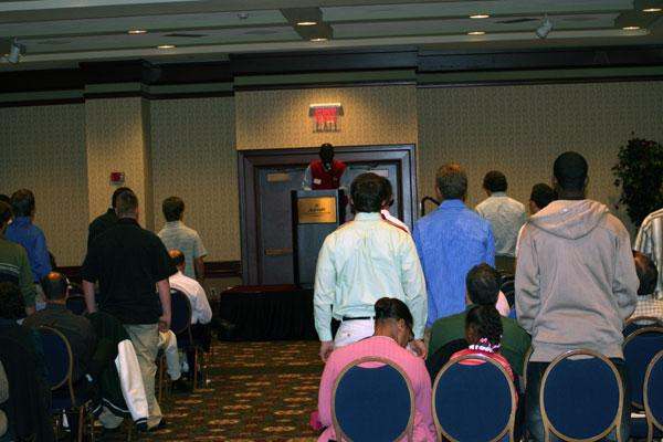 a group of people in a room
