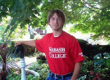 a man in a red shirt