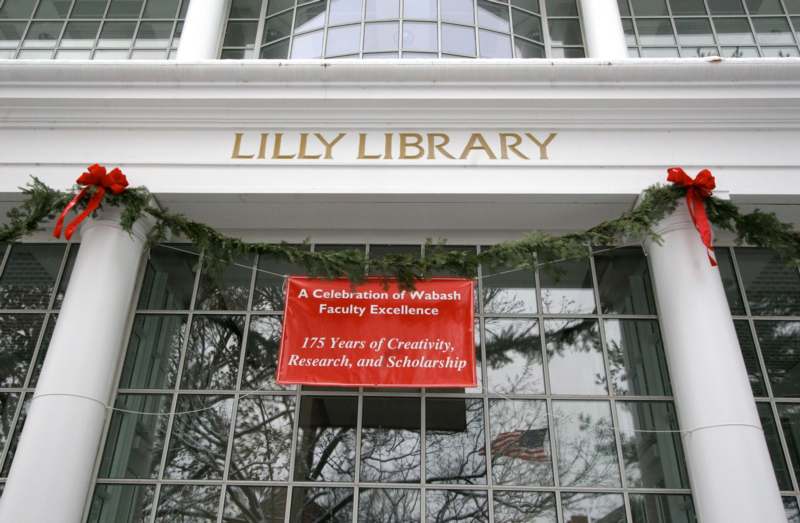 a sign on the front of a library