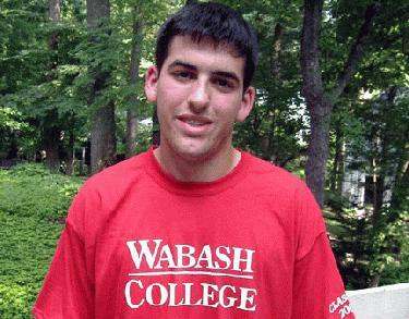 a man in a red shirt
