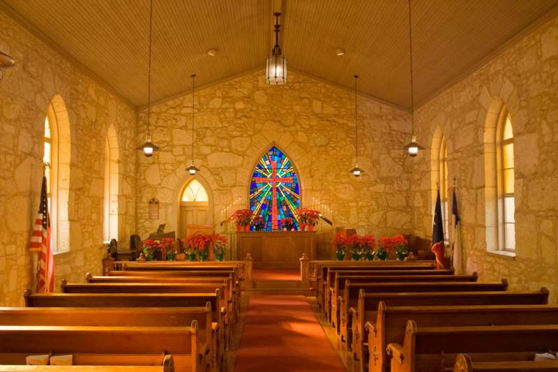 a church with stained glass window