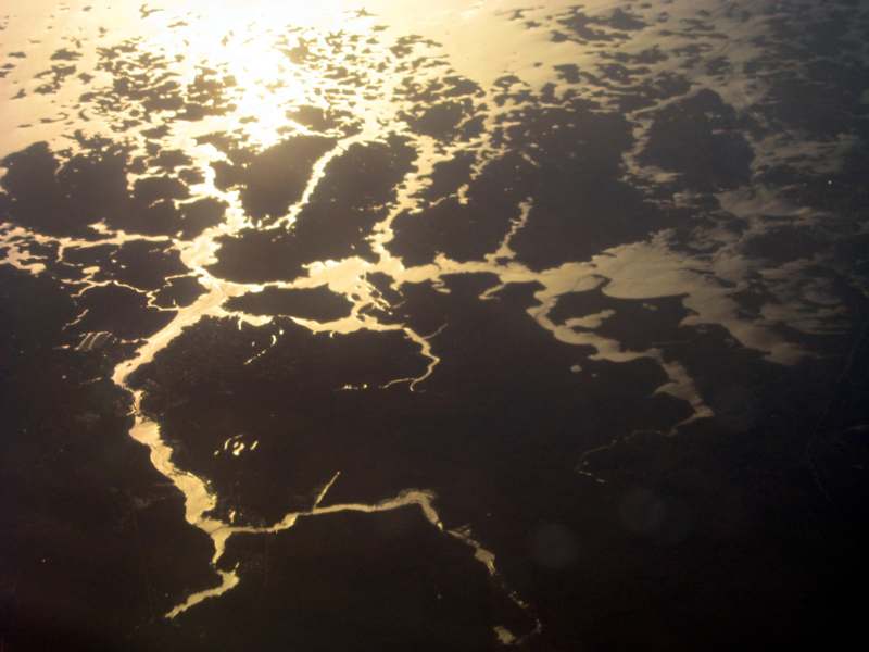 a aerial view of a river