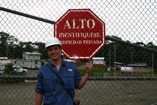 a man holding a sign