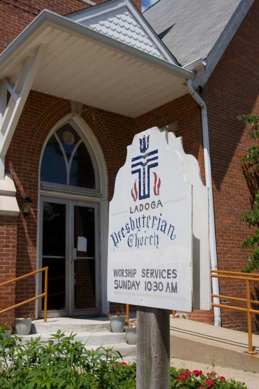 a sign outside of a church