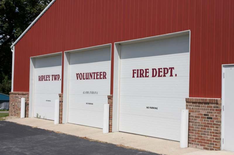 a row of fire station doors