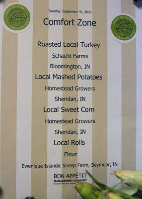a menu with a list of farm produce