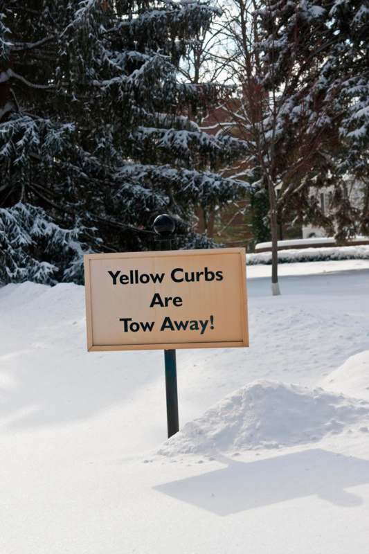 a sign in the snow