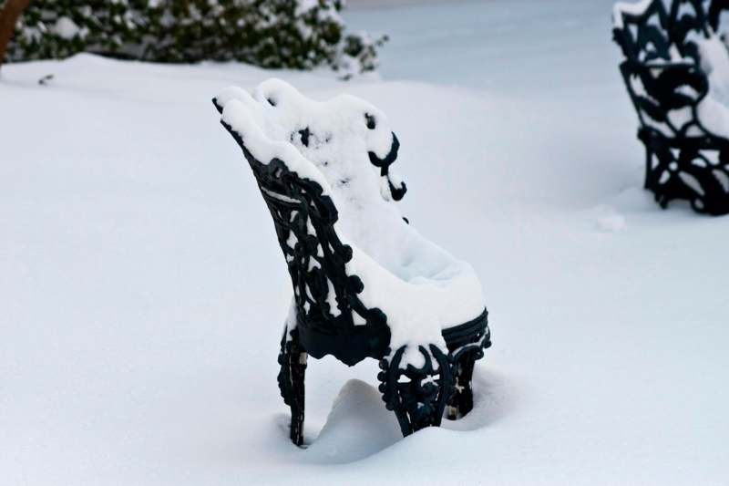 a chair in the snow