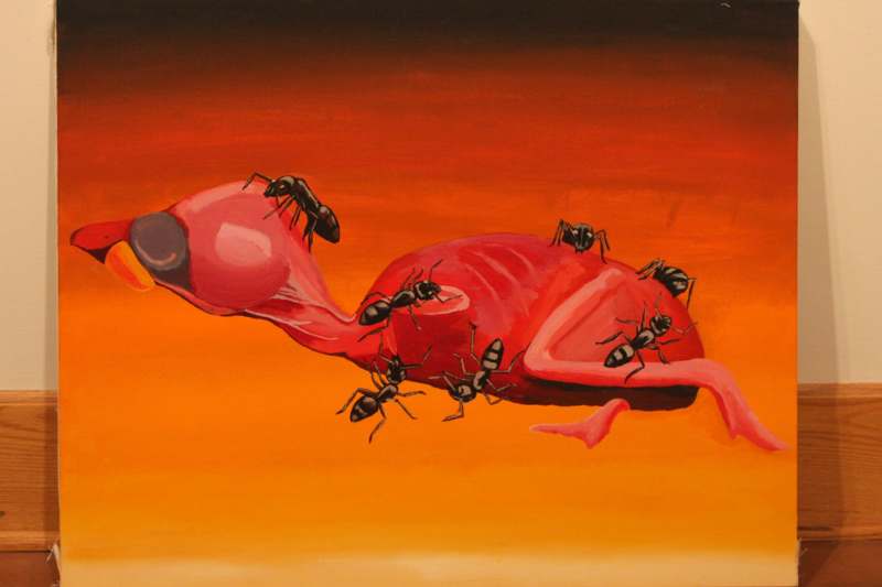 a painting of ants on a human body