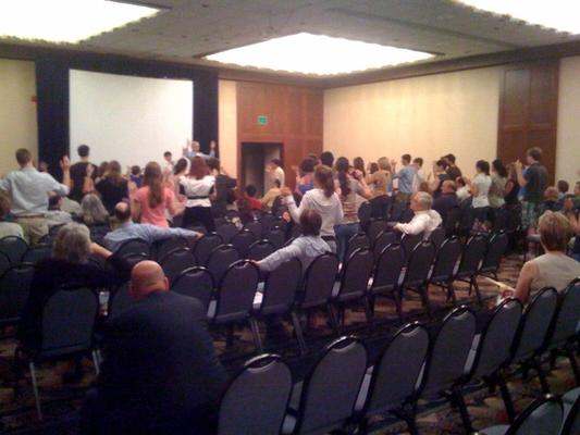 a group of people in a room