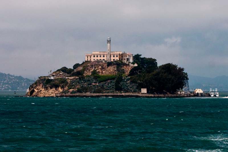 Alcatraz Island on a small island