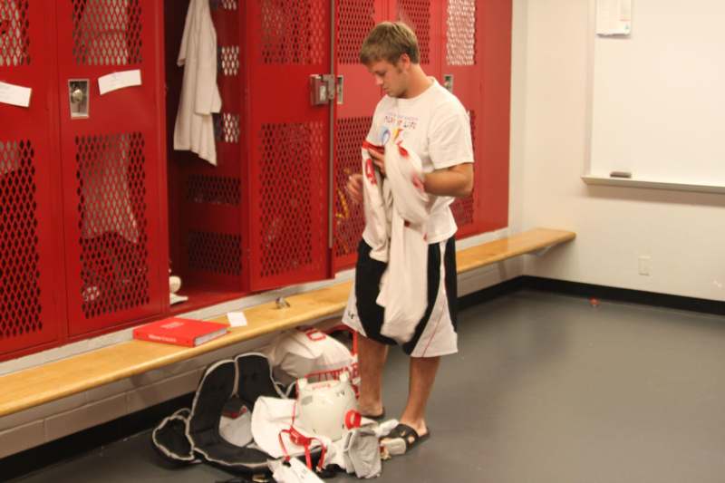 a man in a locker room