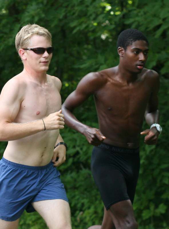 two men running outside