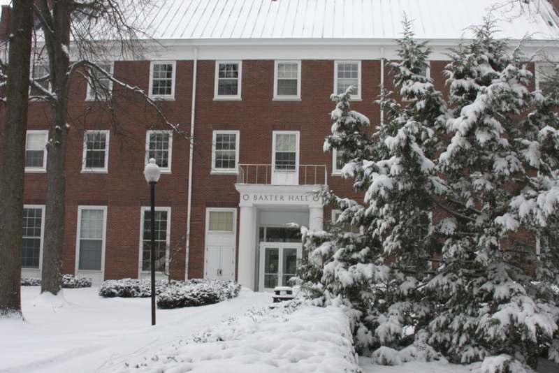 a building with snow on the ground