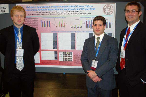 a group of men standing in front of a large poster