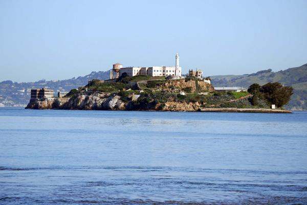 Alcatraz Island on a hill by the water