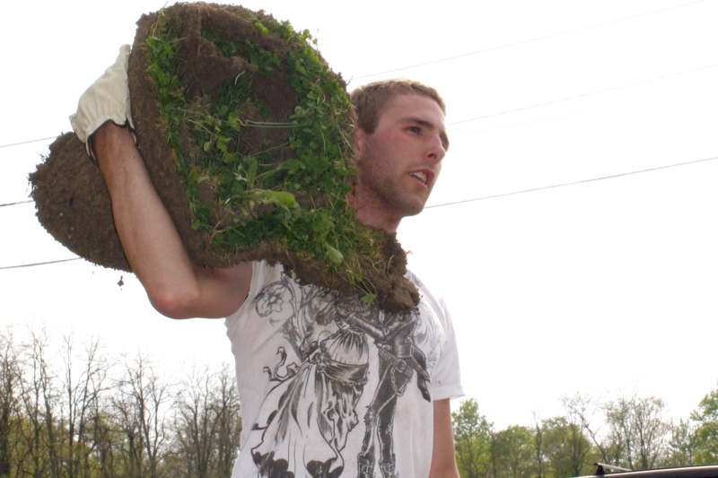 a man holding a piece of grass