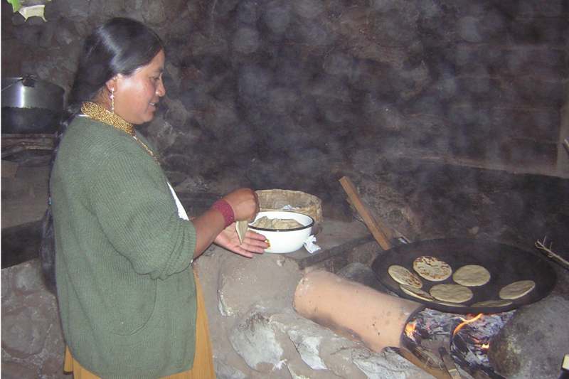 a woman cooking food on a fire