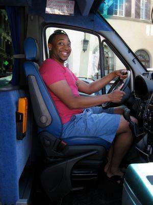 a man driving a truck
