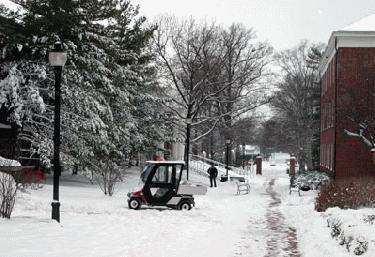 a golf cart in the snow