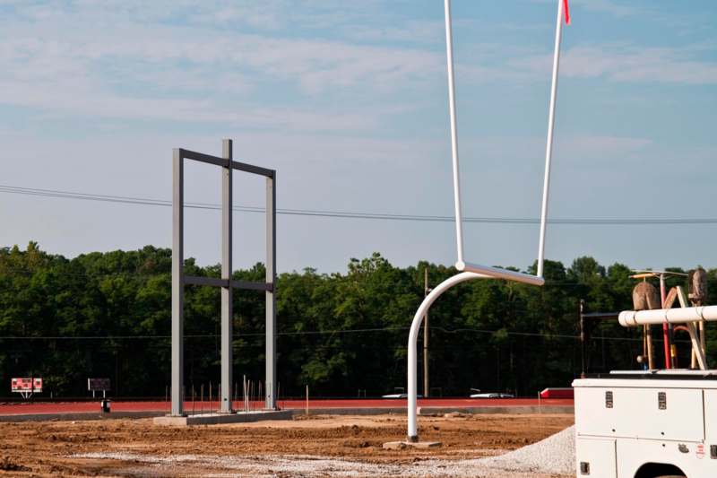 a goal post and a pole
