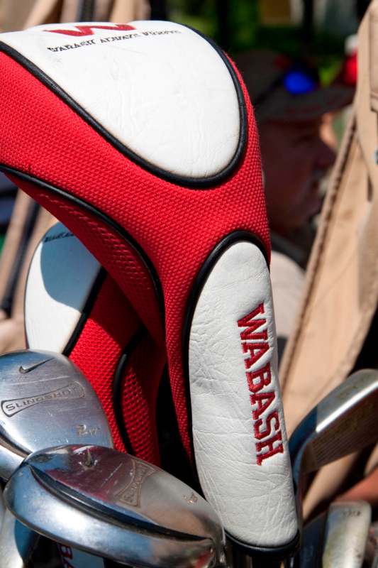 a close up of golf clubs