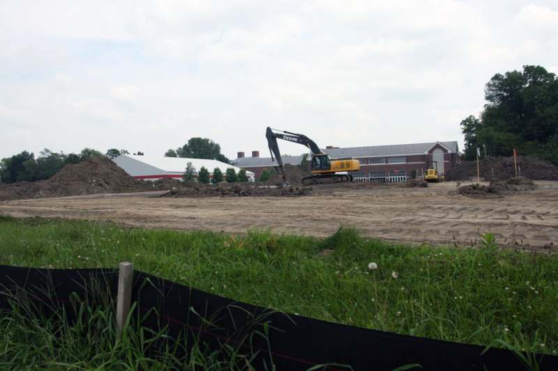 a construction site with a bulldozer