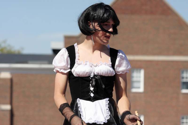 a woman in a maid outfit