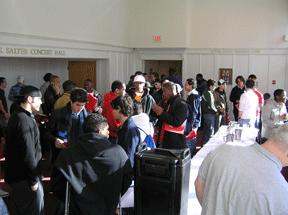 a group of people in a room