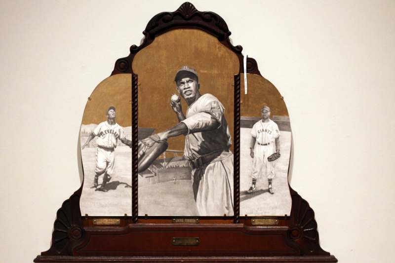 a painting of a baseball player