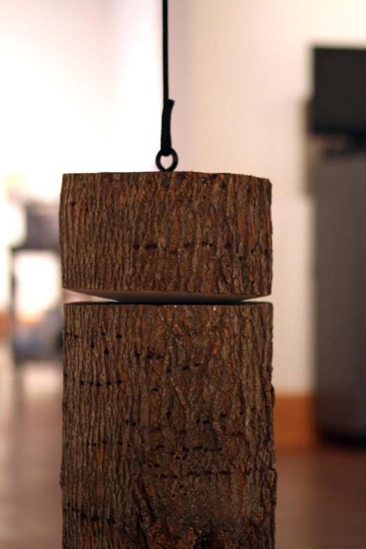 a close up of a wood object