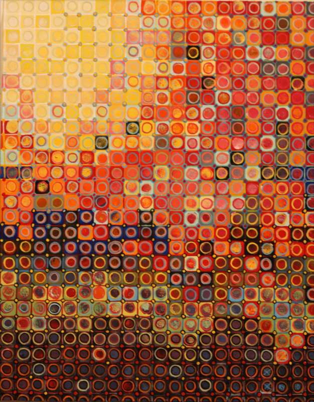 a colorful art piece with circles