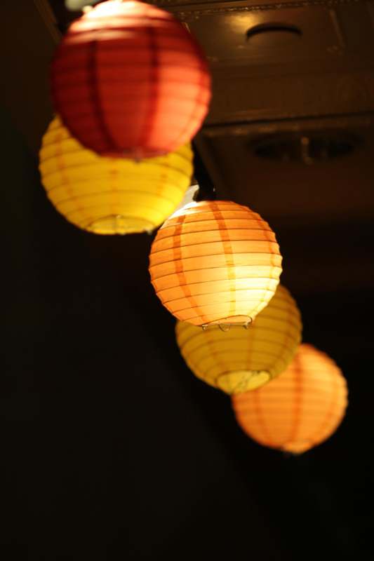 a group of round paper lanterns