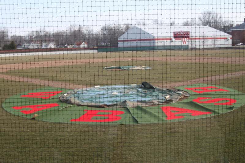 a baseball field with a net