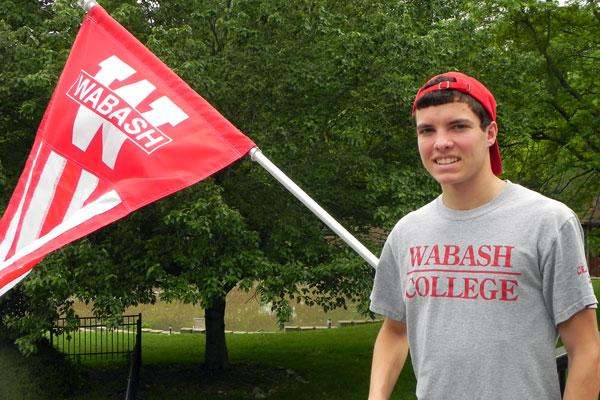 a man holding a flag