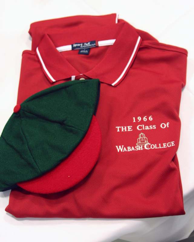 a red polo shirt and hat