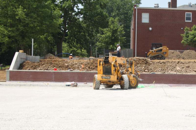 a construction site with a bulldozer