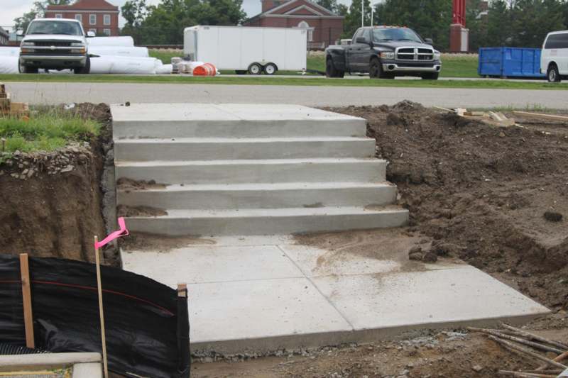 a concrete stairs being constructed